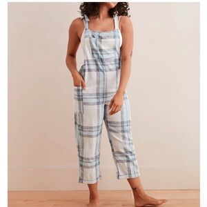 Aerie Checkered Blue and White Jumpsuit